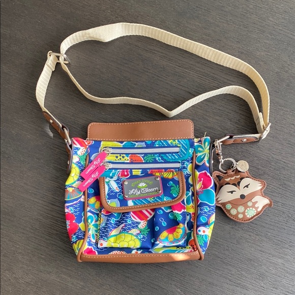 Lily Bloom Handbags - Lily Bloom Blue and Brown Crossbody Bag